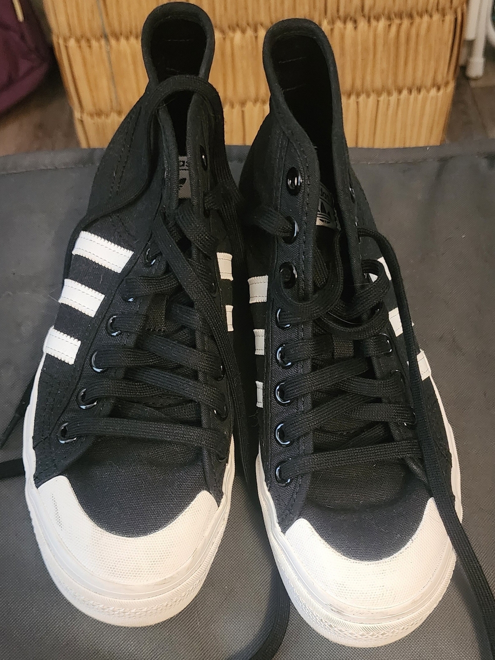 adidas Black and White High-Top Sneakers
